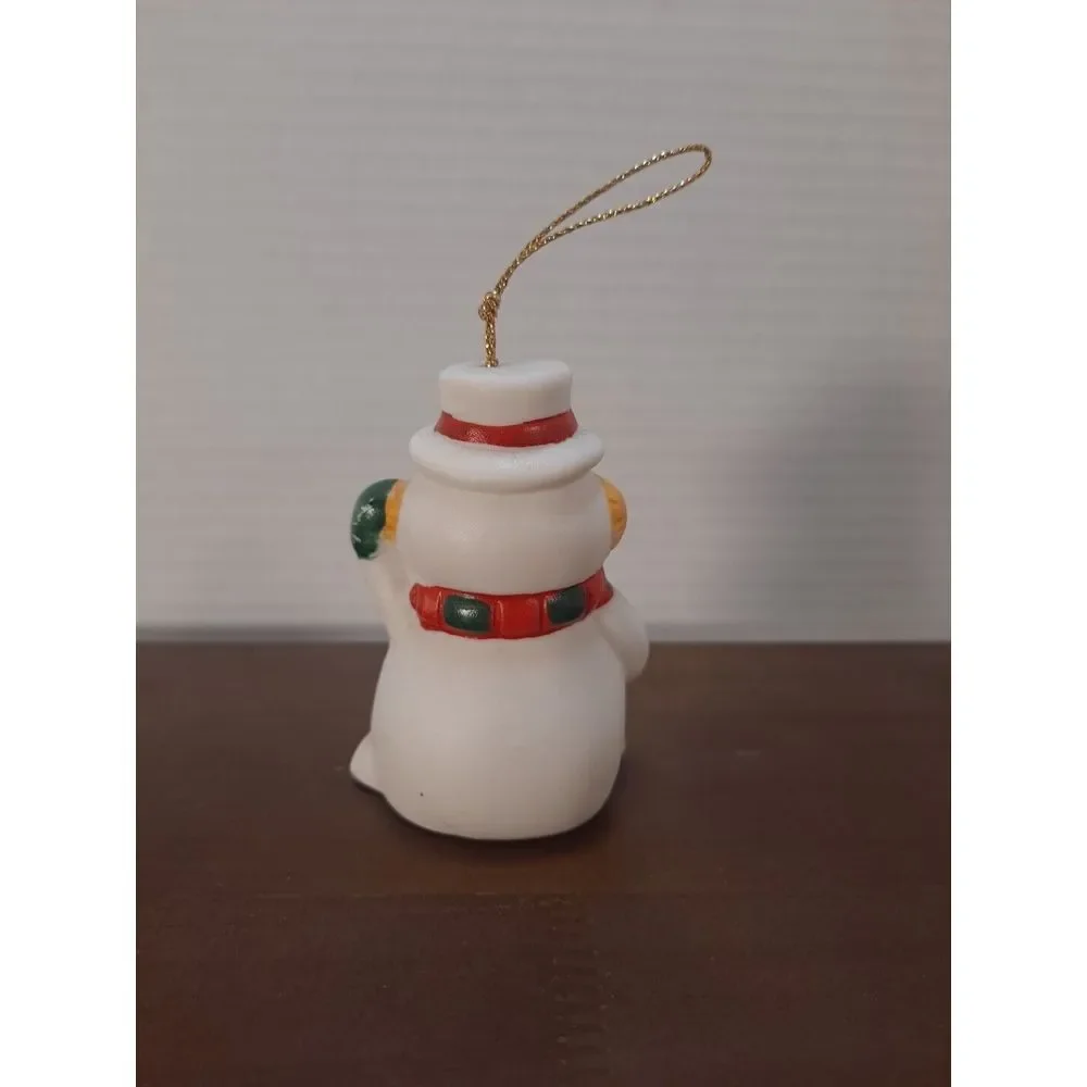 Vintage Snowman Christmas Tree Ornament Ceramic Bell Holiday Décor 3 Inches Tall